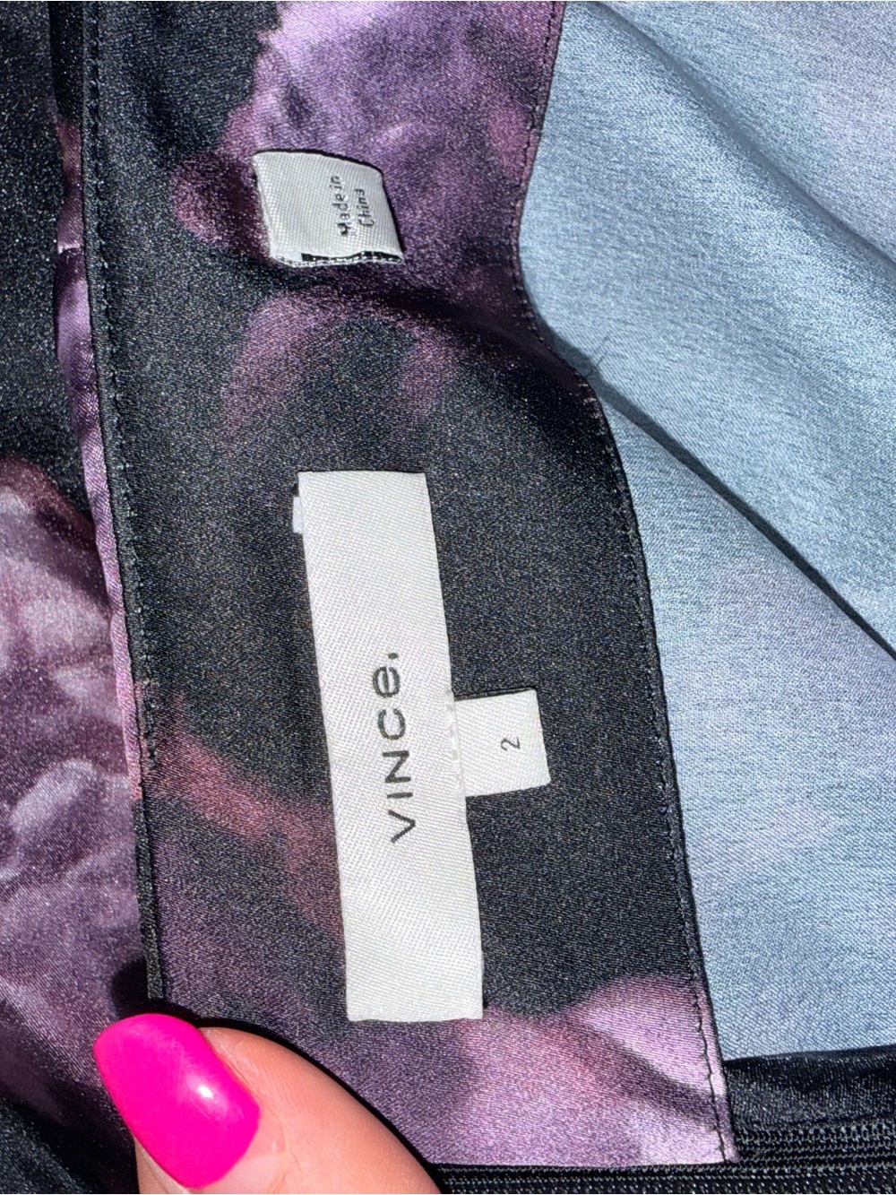 Vince Floral Satin Maxi Skirt Sz 2 Black Purple Rose Asymmetrical Slip Dark Goth - Picture 7 of 9